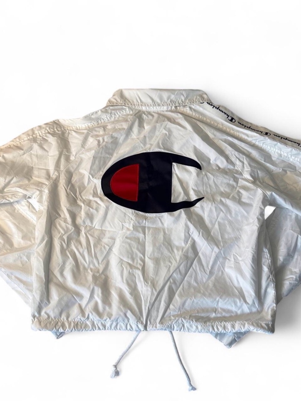 Champion White Windbreaker Coach Jacket with Script Logo - Picture 2 of 2